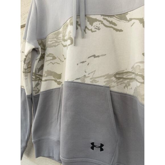 Under Armour Colorblock Hoodie Medium | Blue Gray Camo Athletic Pullover - Picture 3 of 7